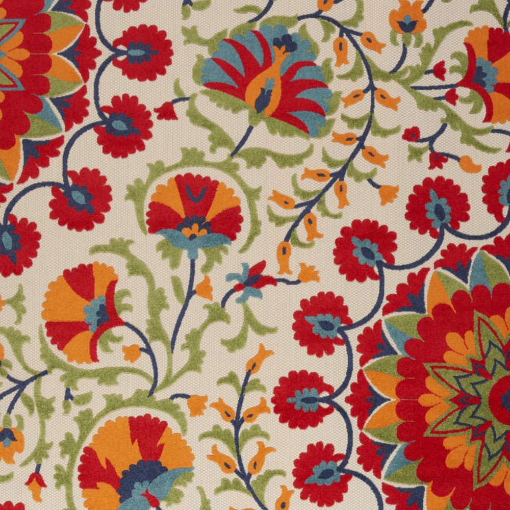 9' X 12' Red And Ivory Indoor Outdoor Area Rug HomeRoots