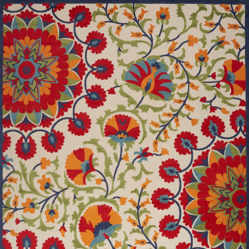 9' X 12' Red And Ivory Indoor Outdoor Area Rug HomeRoots