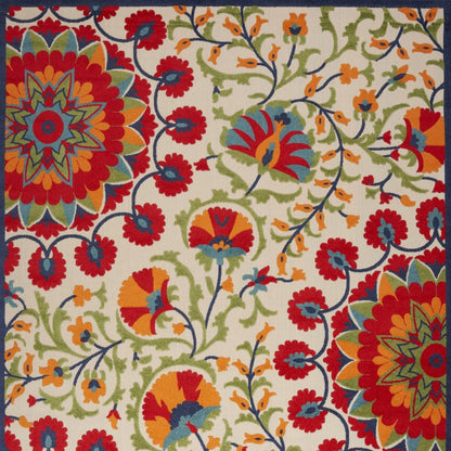 9' X 12' Red And Ivory Indoor Outdoor Area Rug HomeRoots