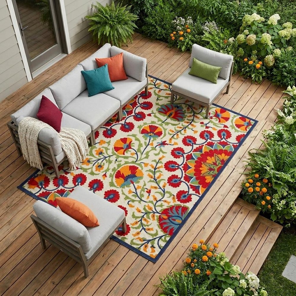 9' X 12' Red And Ivory Indoor Outdoor Area Rug HomeRoots