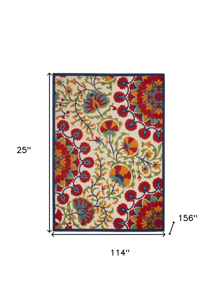 10' X 13' Red And Ivory Indoor Outdoor Area Rug HomeRoots
