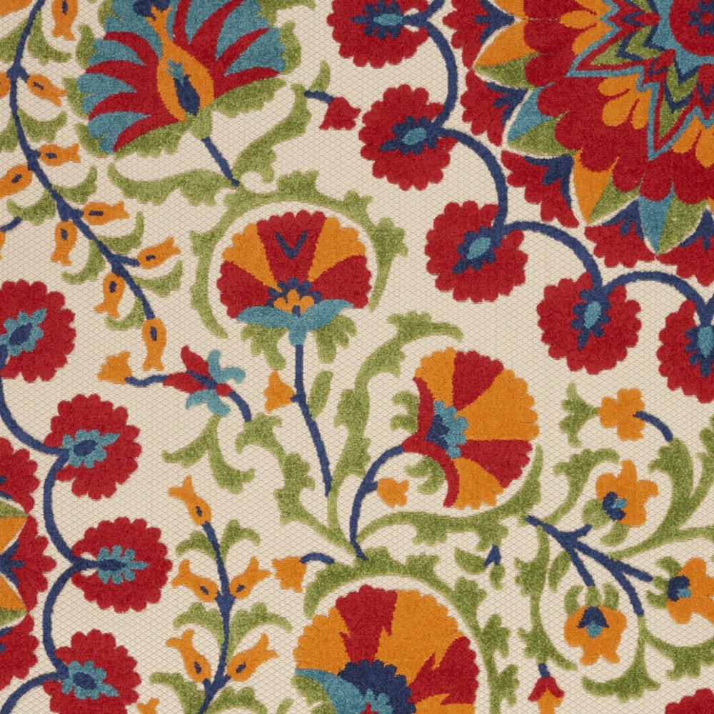 10' X 13' Red And Ivory Indoor Outdoor Area Rug HomeRoots