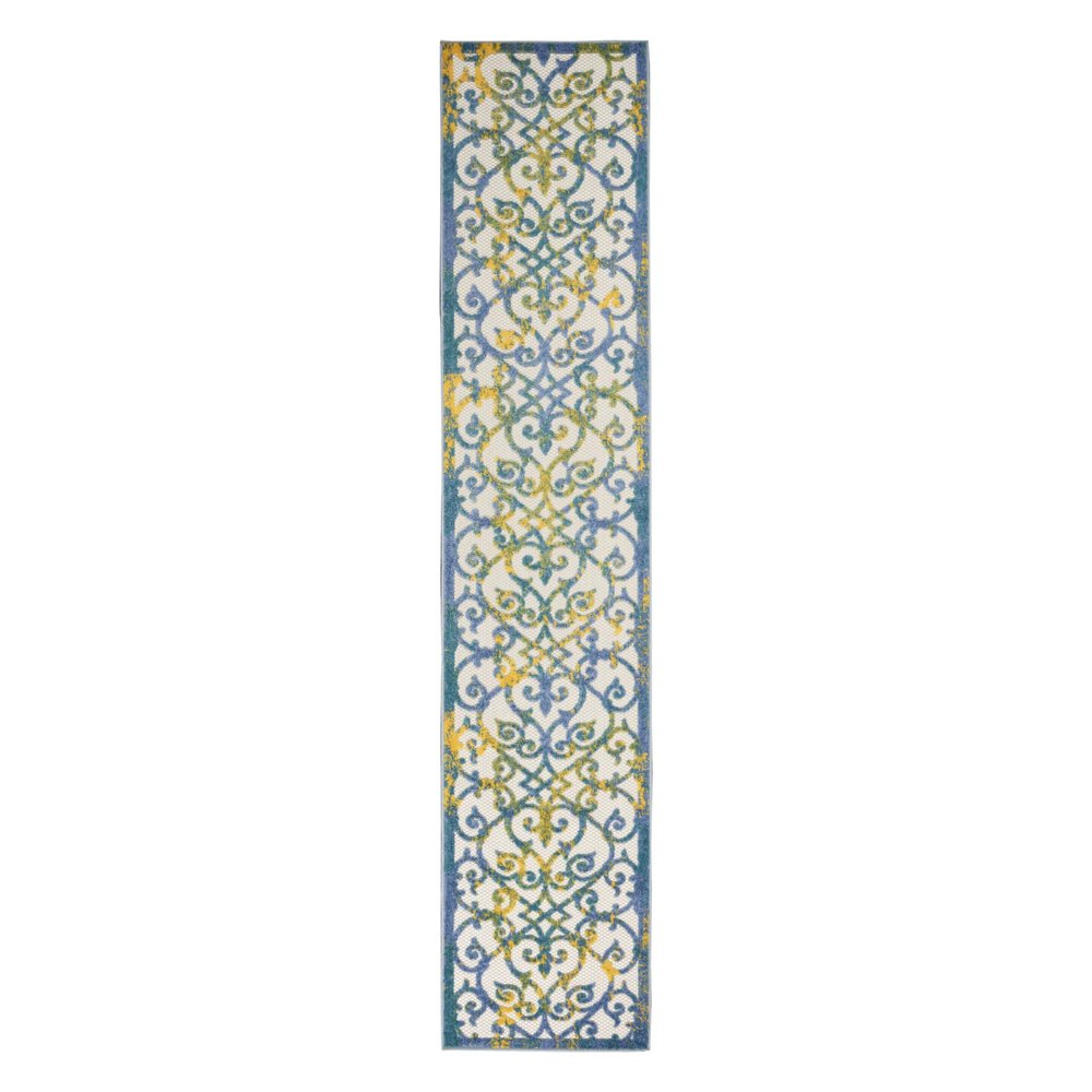 12' Ivory And Blue Indoor Outdoor Area Rug HomeRoots