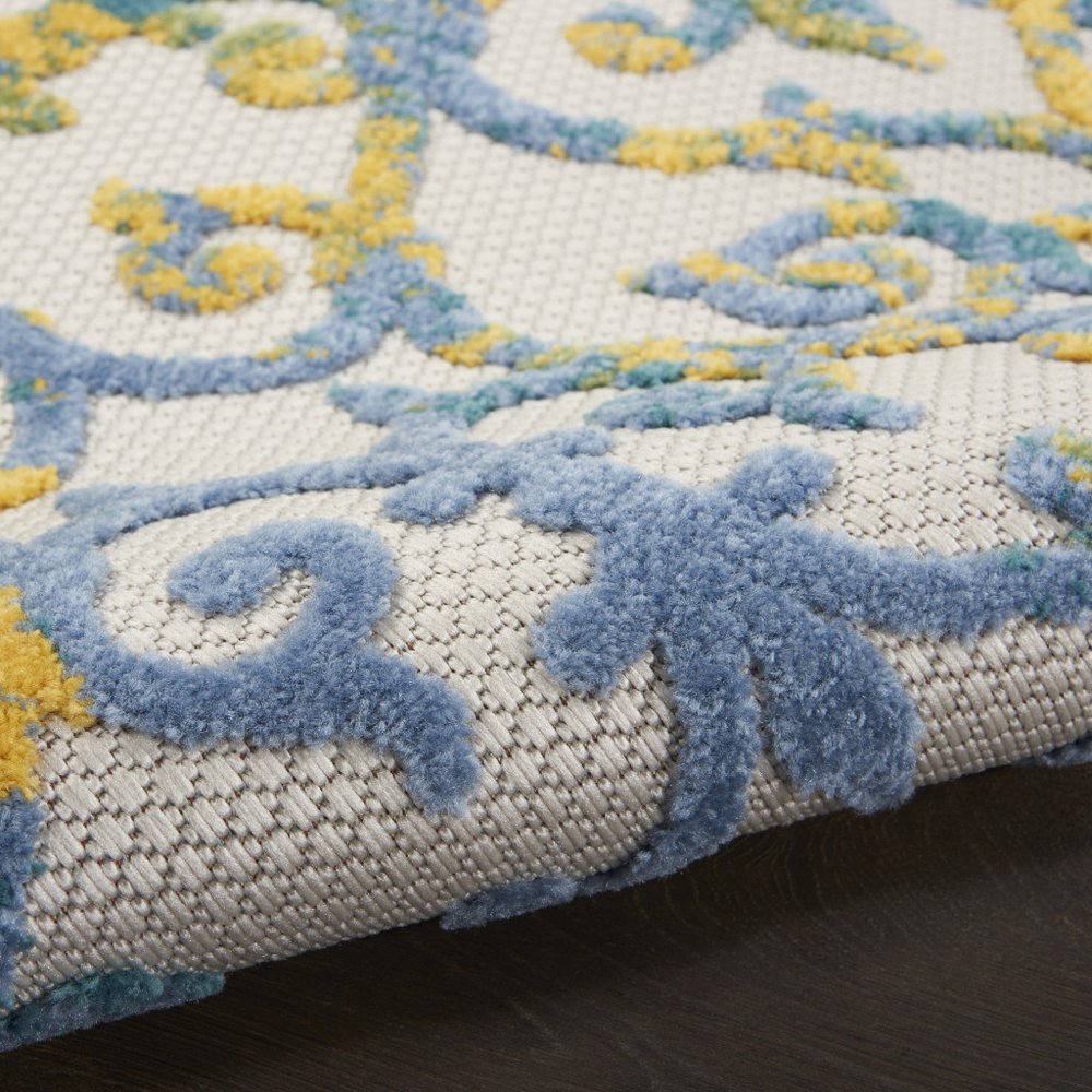 12' Ivory And Blue Indoor Outdoor Area Rug HomeRoots
