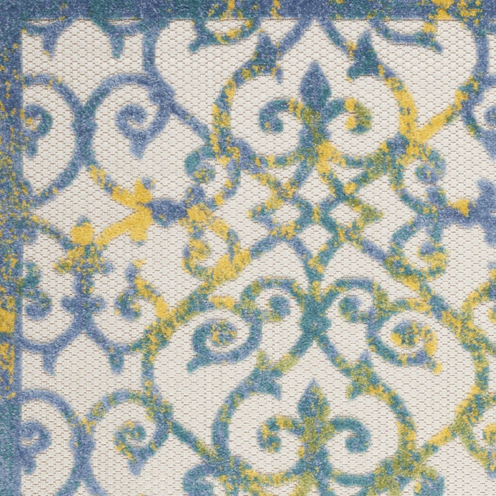 3' X 4' Ivory And Blue Indoor Outdoor Area Rug HomeRoots