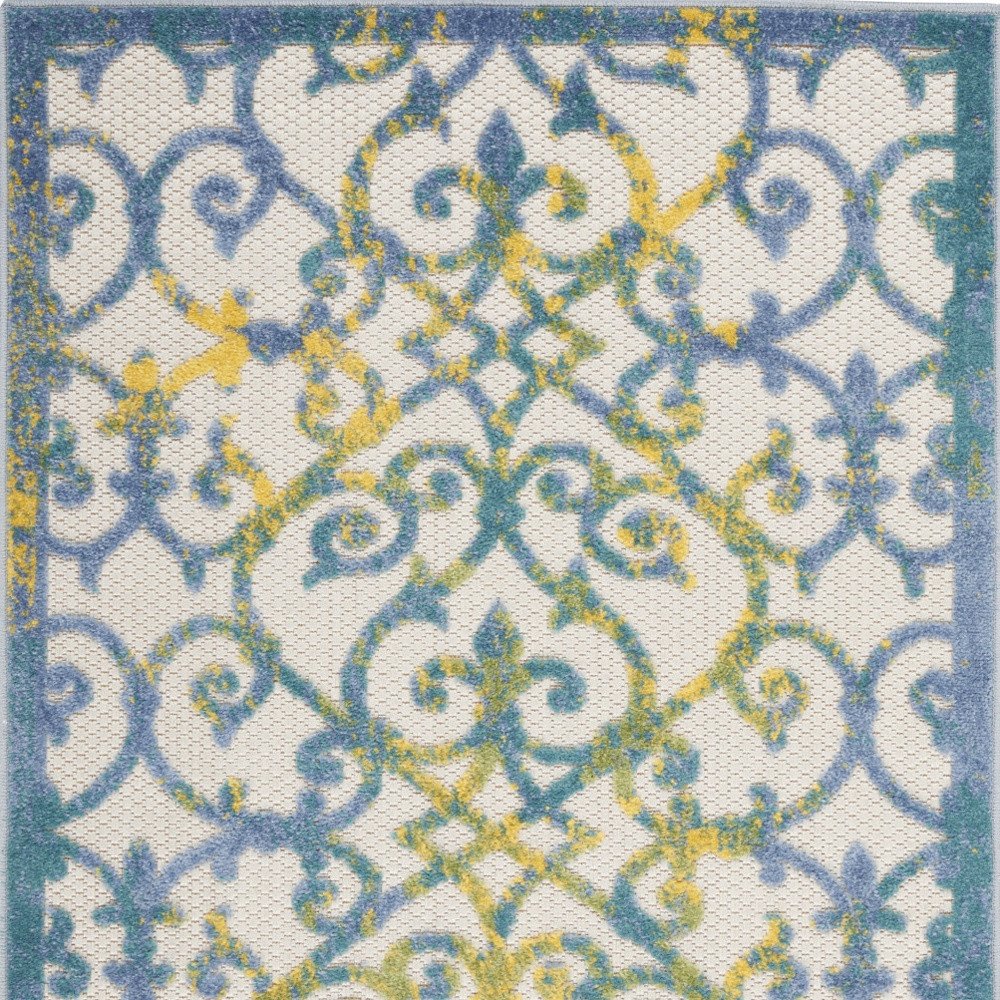 3' X 4' Ivory And Blue Indoor Outdoor Area Rug — view 3