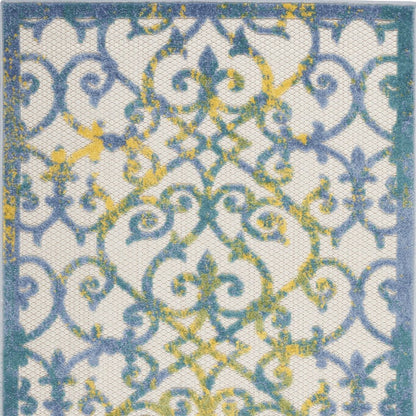 3' X 4' Ivory And Blue Indoor Outdoor Area Rug HomeRoots