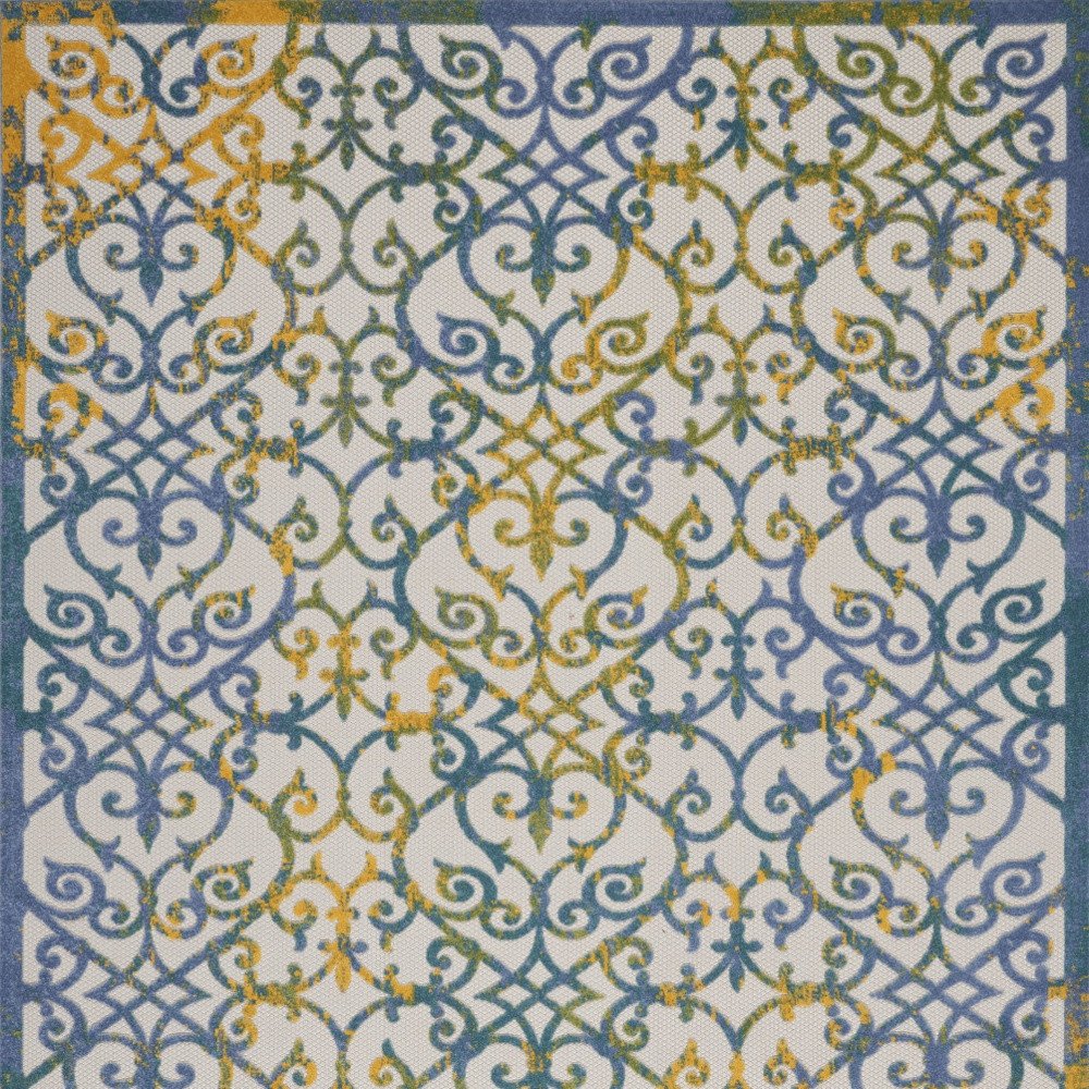 9' X 12' Ivory And Blue Indoor Outdoor Area Rug — view 2