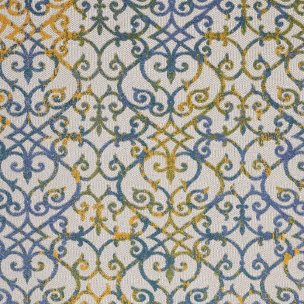 9' X 12' Ivory And Blue Indoor Outdoor Area Rug HomeRoots