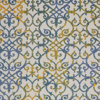 9' X 12' Ivory And Blue Indoor Outdoor Area Rug HomeRoots