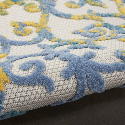 10' X 13' Ivory And Blue Indoor Outdoor Area Rug HomeRoots