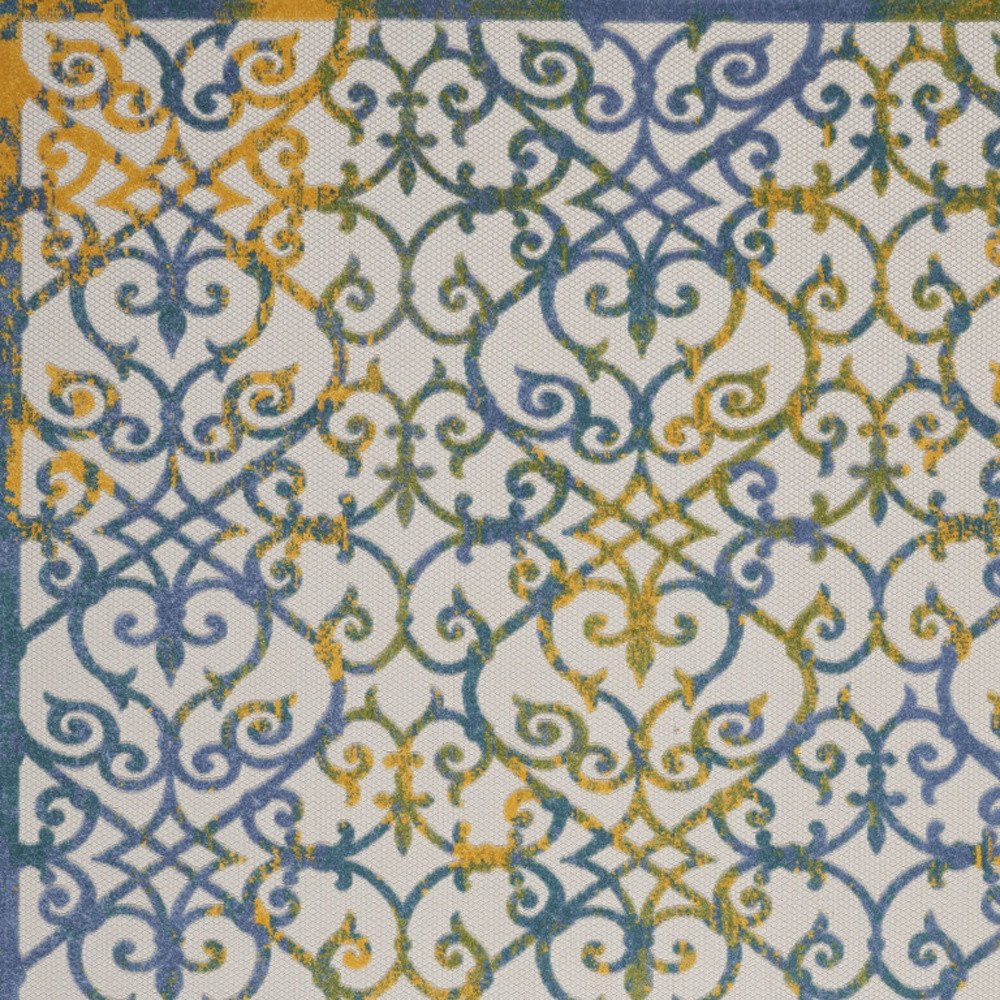 10' X 13' Ivory And Blue Indoor Outdoor Area Rug — view 2