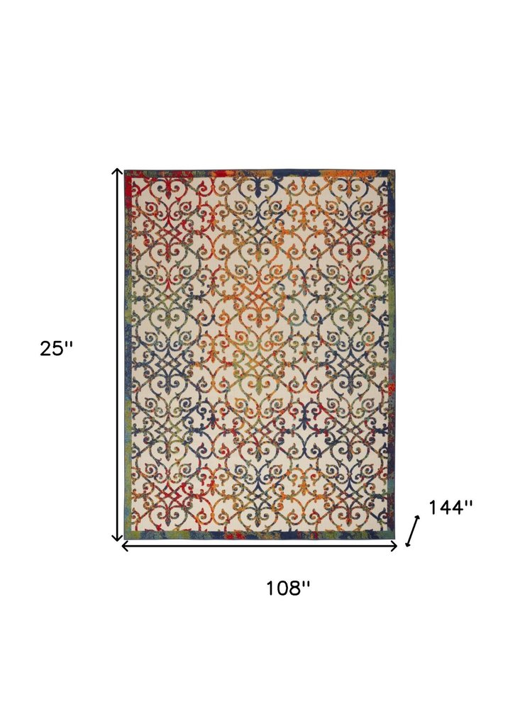 9' X 12' Ivory And Blue Indoor Outdoor Area Rug HomeRoots