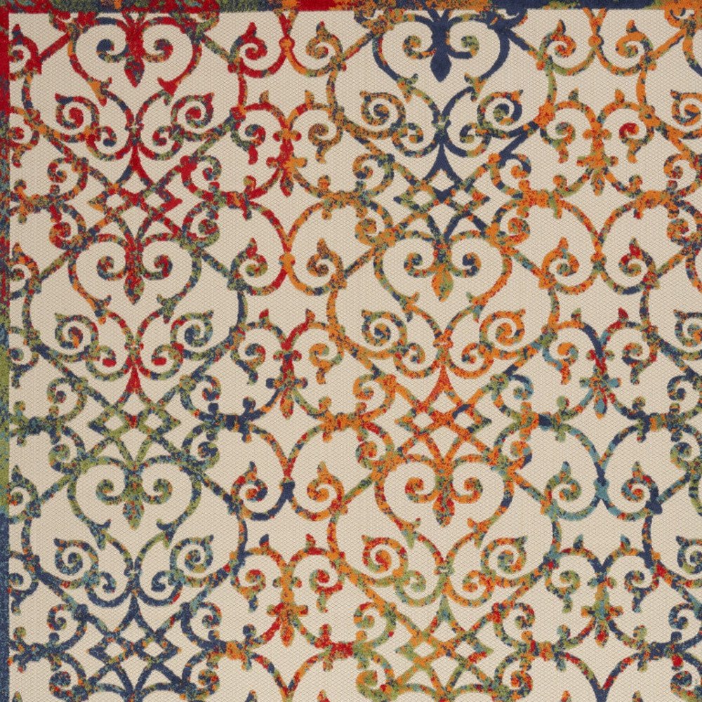 9' X 12' Ivory And Blue Indoor Outdoor Area Rug HomeRoots