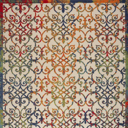 9' X 12' Ivory And Blue Indoor Outdoor Area Rug HomeRoots