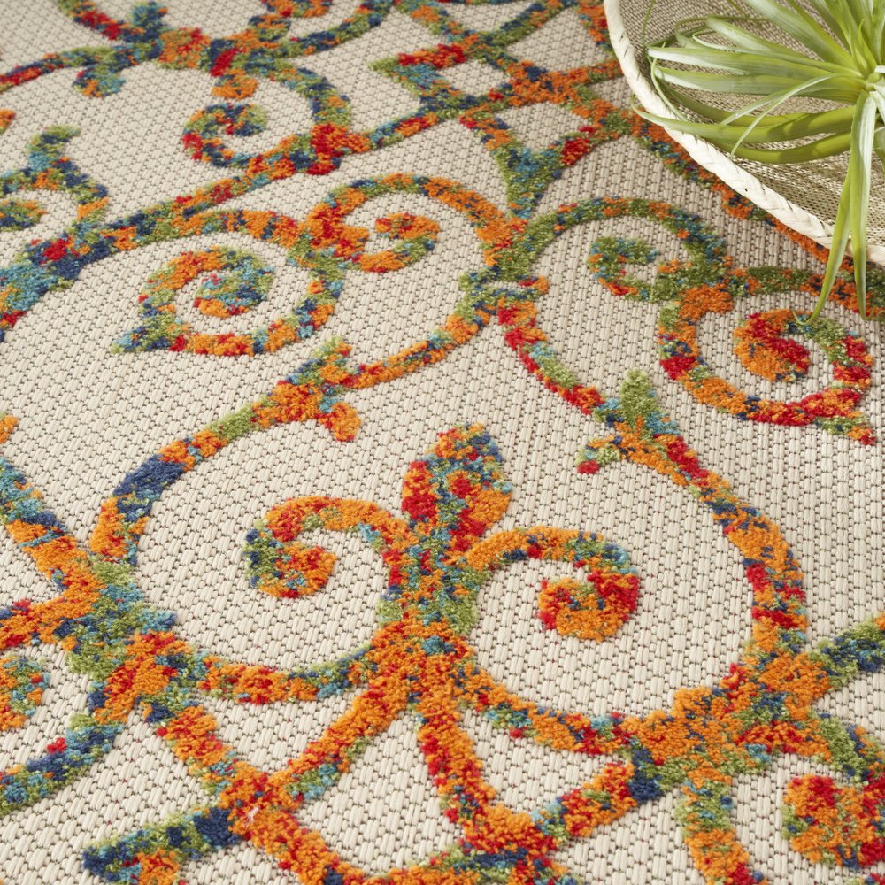 9' X 12' Ivory And Blue Indoor Outdoor Area Rug HomeRoots