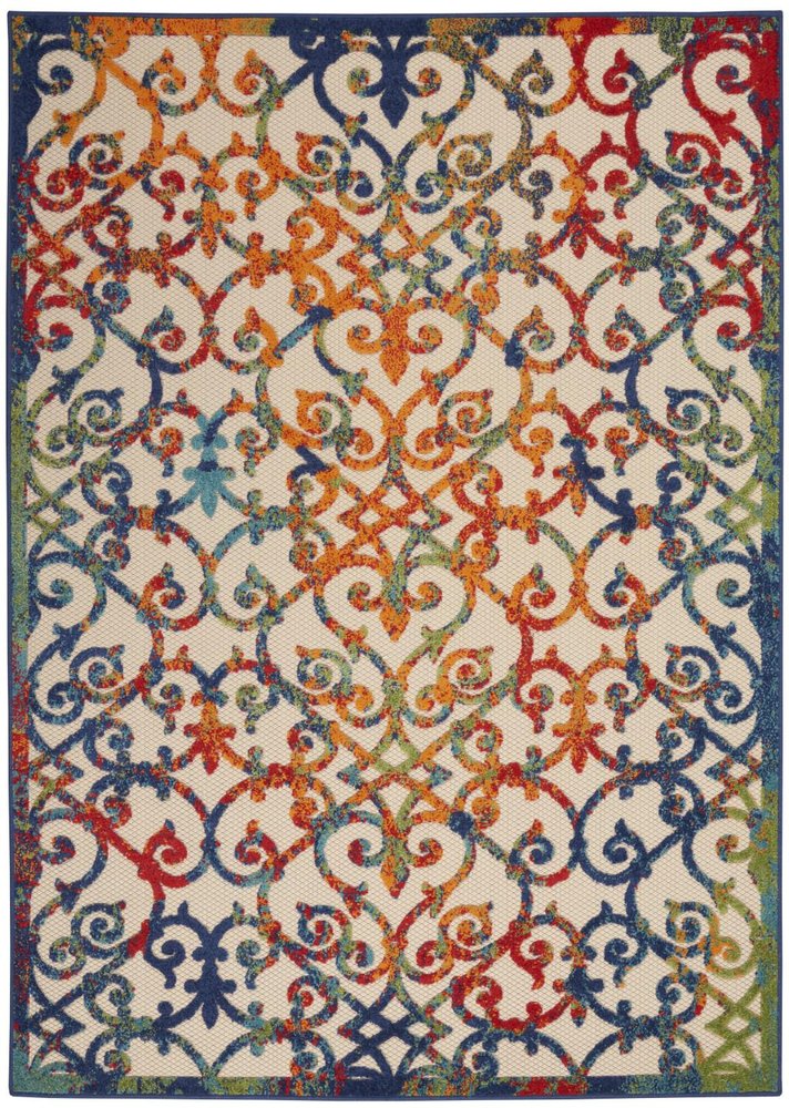 10' X 13' Ivory And Blue Indoor Outdoor Area Rug HomeRoots