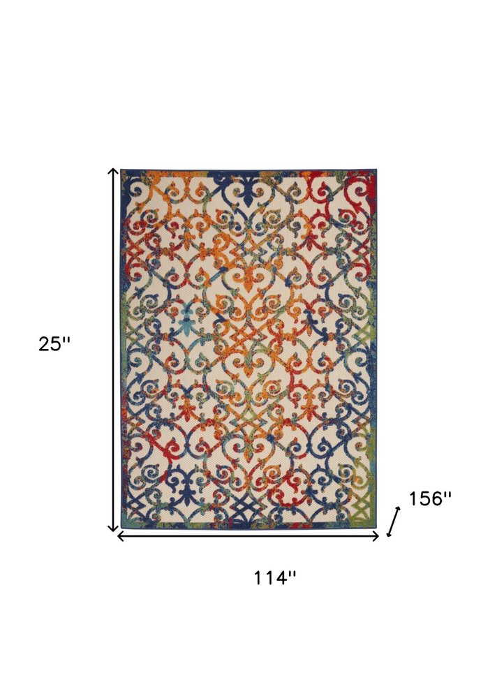 10' X 13' Ivory And Blue Indoor Outdoor Area Rug — view 1