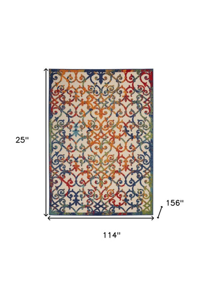 10' X 13' Ivory And Blue Indoor Outdoor Area Rug HomeRoots