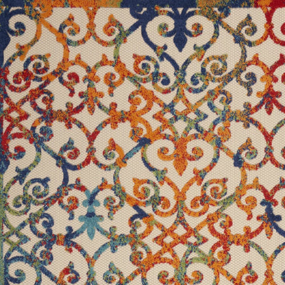 10' X 13' Ivory And Blue Indoor Outdoor Area Rug HomeRoots