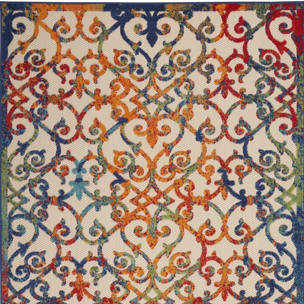 10' X 13' Ivory And Blue Indoor Outdoor Area Rug HomeRoots