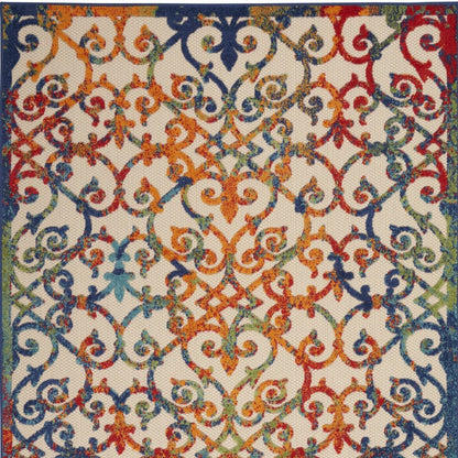 10' X 13' Ivory And Blue Indoor Outdoor Area Rug HomeRoots