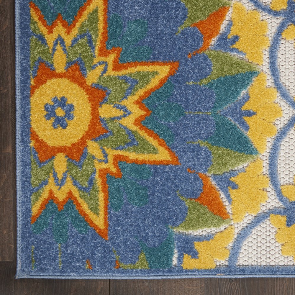 6' Blue And Yellow Indoor Outdoor Runner Rug HomeRoots