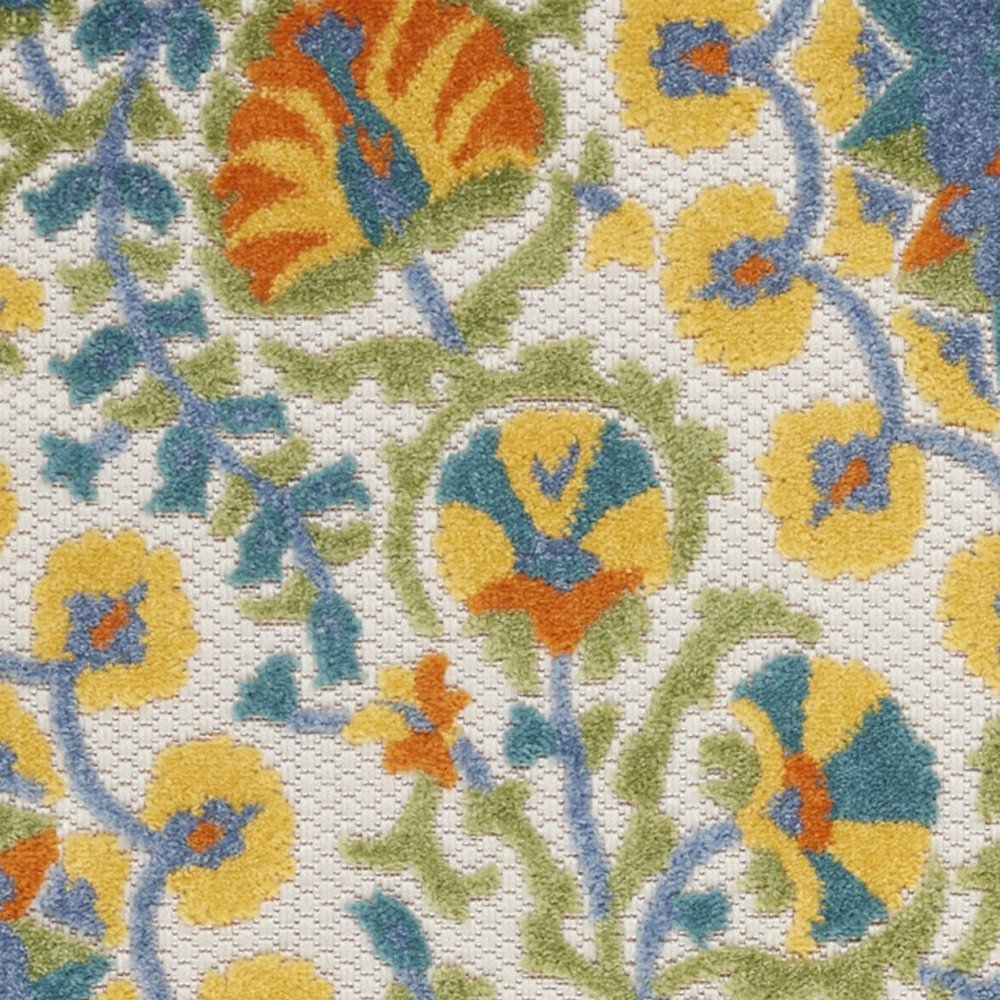 6' Blue And Yellow Indoor Outdoor Runner Rug HomeRoots