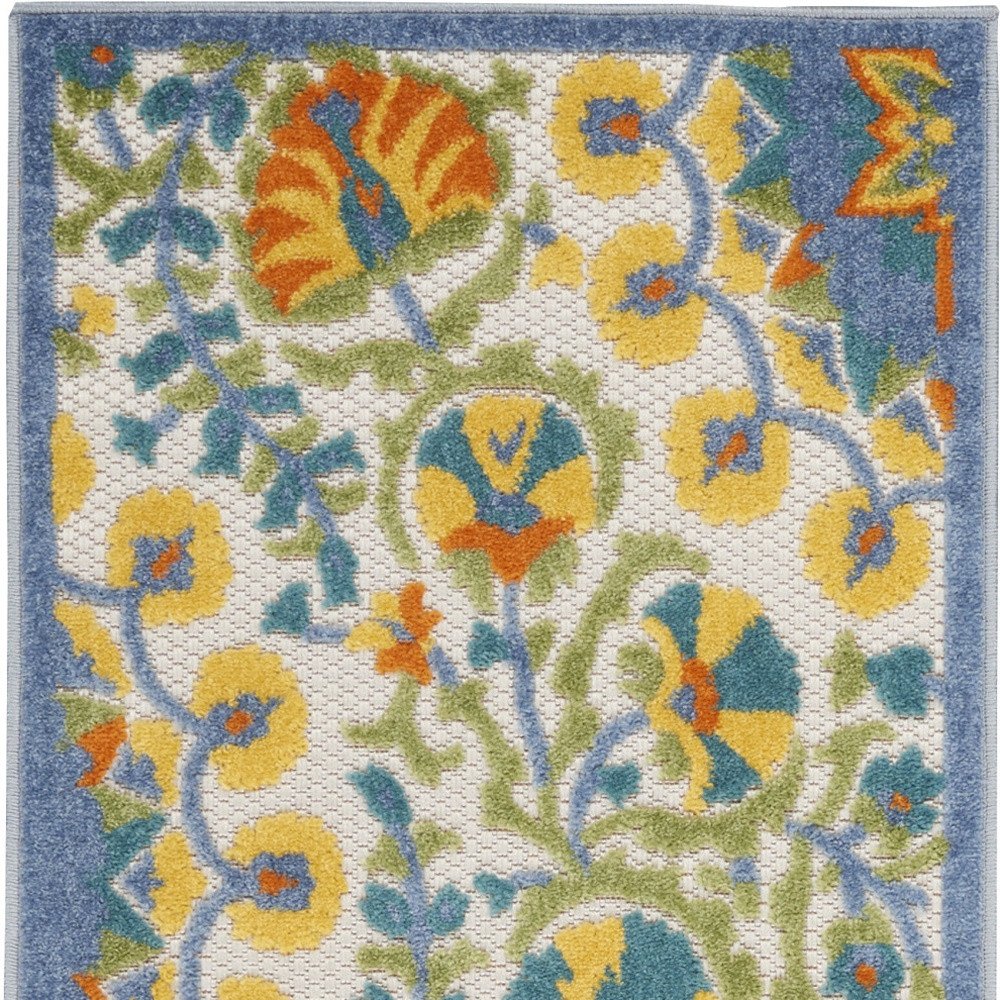 6' Blue And Yellow Indoor Outdoor Runner Rug HomeRoots