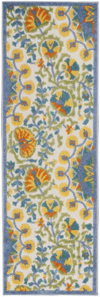6' Blue And Yellow Indoor Outdoor Runner Rug HomeRoots