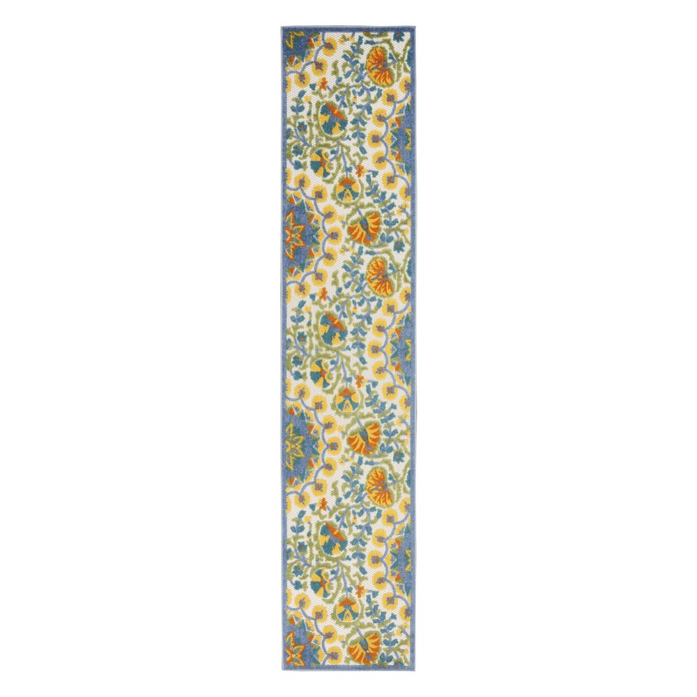 10' Blue And Yellow Indoor Outdoor Runner Rug — view 11