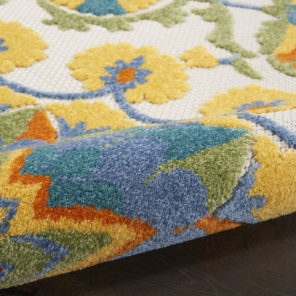 10' Blue And Yellow Indoor Outdoor Runner Rug HomeRoots