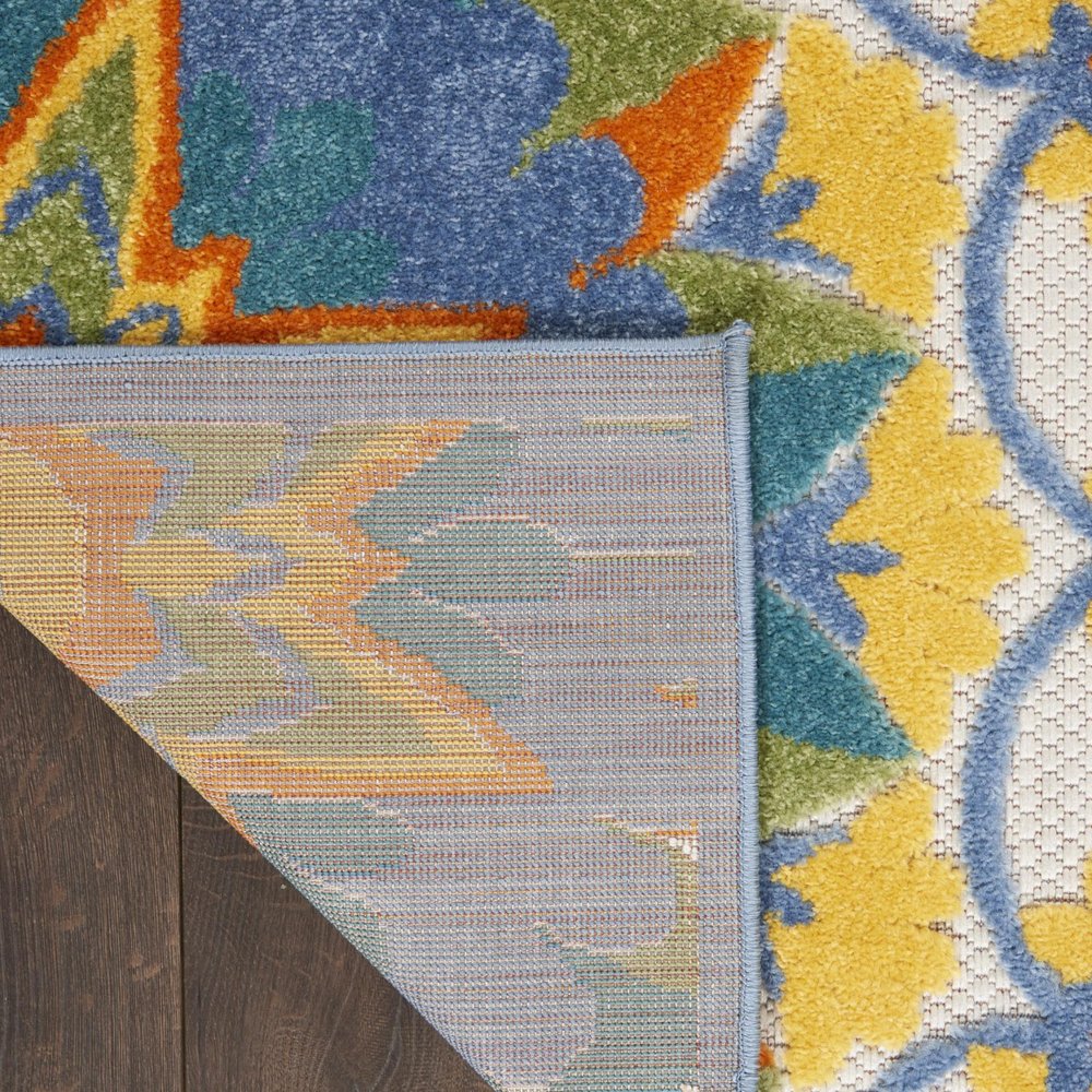 10' Blue And Yellow Indoor Outdoor Runner Rug — view 8