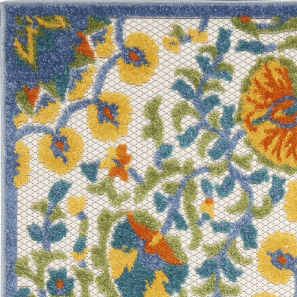12' Blue And Yellow Indoor Outdoor Runner Rug — view 1