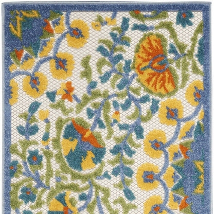 12' Blue And Yellow Indoor Outdoor Runner Rug HomeRoots
