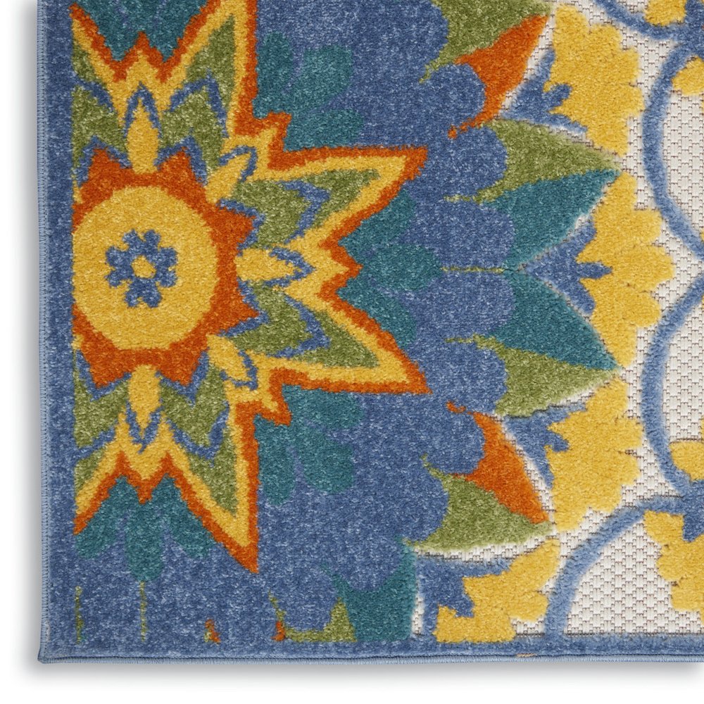 12' Blue And Yellow Indoor Outdoor Runner Rug — view 6