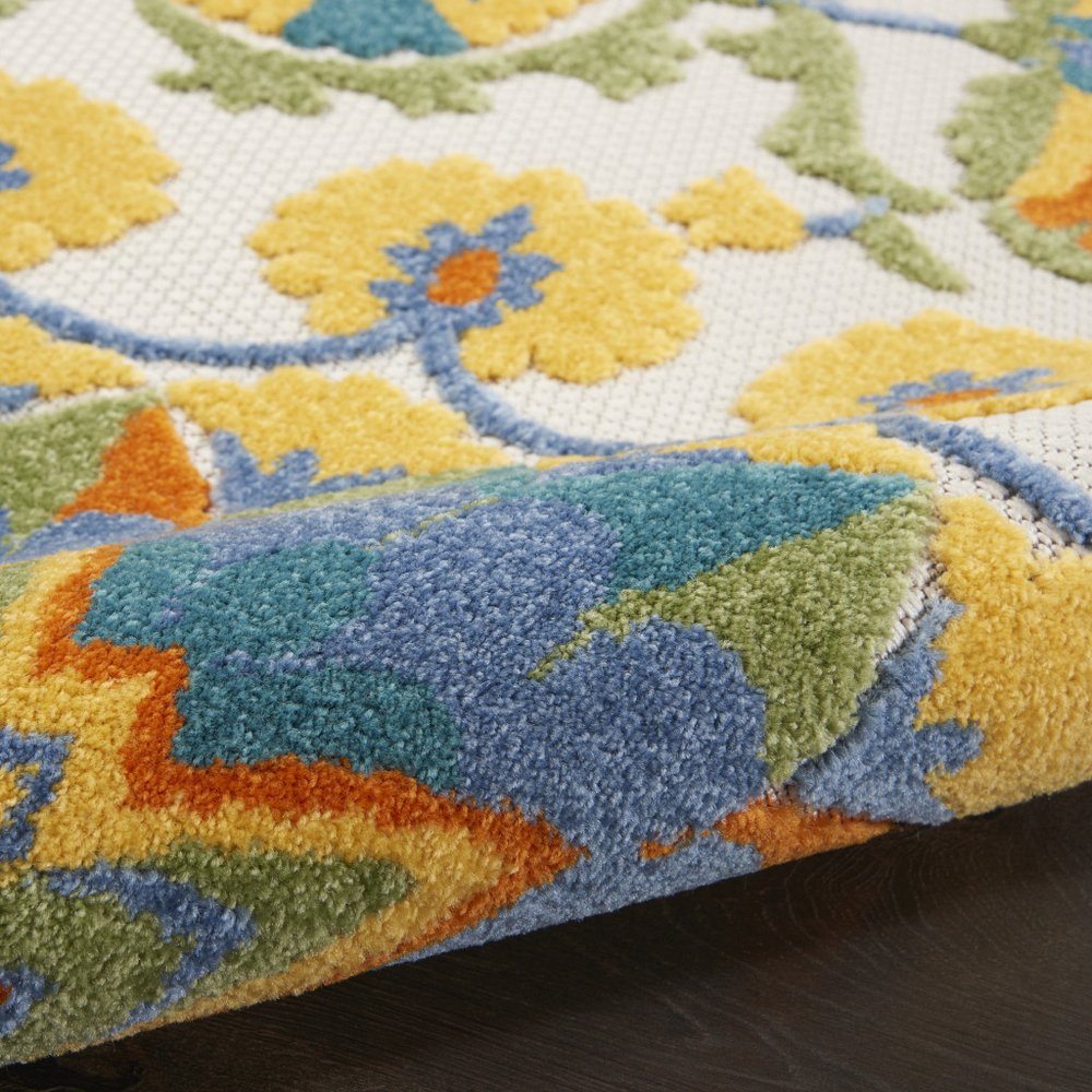 8' Blue And Orange Indoor Outdoor Runner Rug — view 5