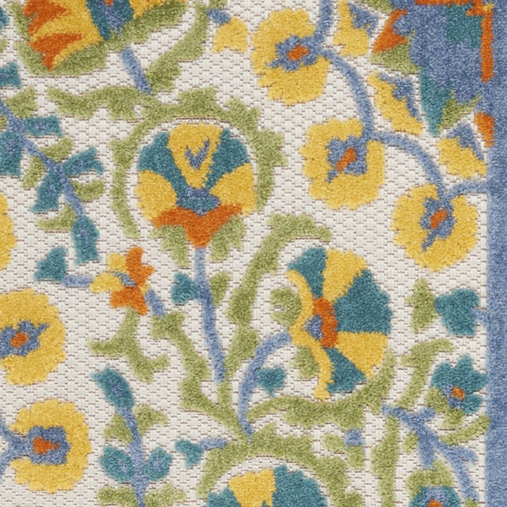 8' Blue And Orange Indoor Outdoor Runner Rug — view 1