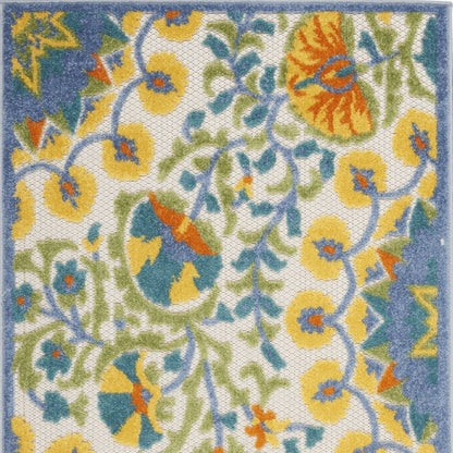 3' X 4' Yellow And Ivory Indoor Outdoor Area Rug HomeRoots