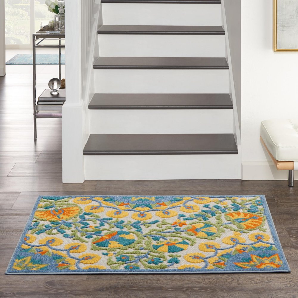 3' X 4' Yellow And Ivory Indoor Outdoor Area Rug HomeRoots