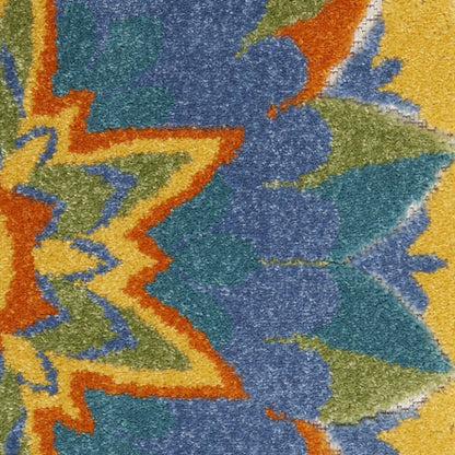 9' X 12' Blue And Yellow Indoor Outdoor Area Rug HomeRoots