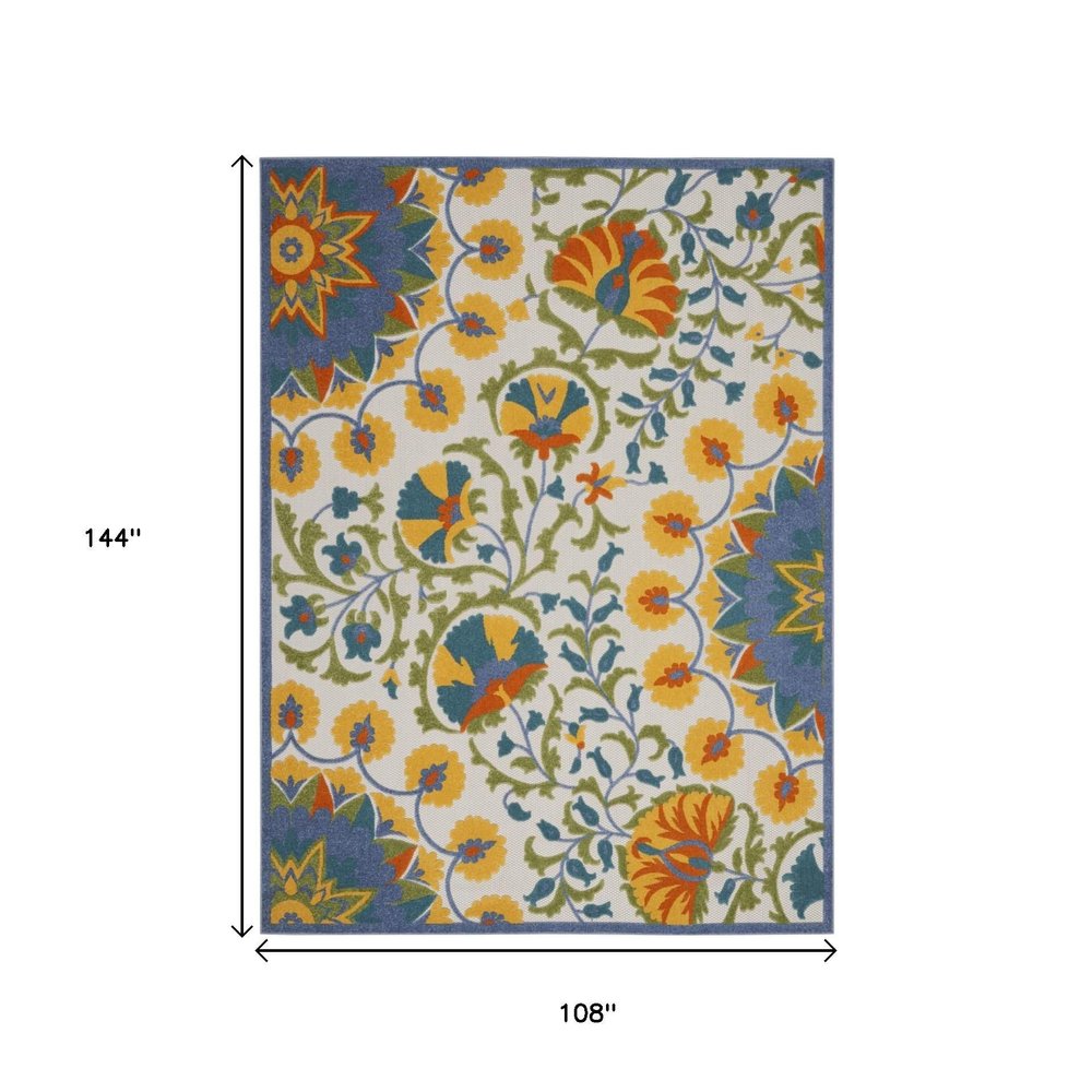 9' X 12' Blue And Yellow Indoor Outdoor Area Rug — view 4