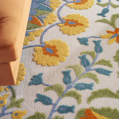 9' X 12' Blue And Yellow Indoor Outdoor Area Rug HomeRoots
