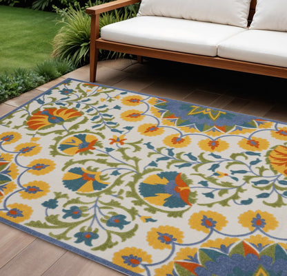 10' X 13' Blue And Yellow Indoor Outdoor Area Rug HomeRoots