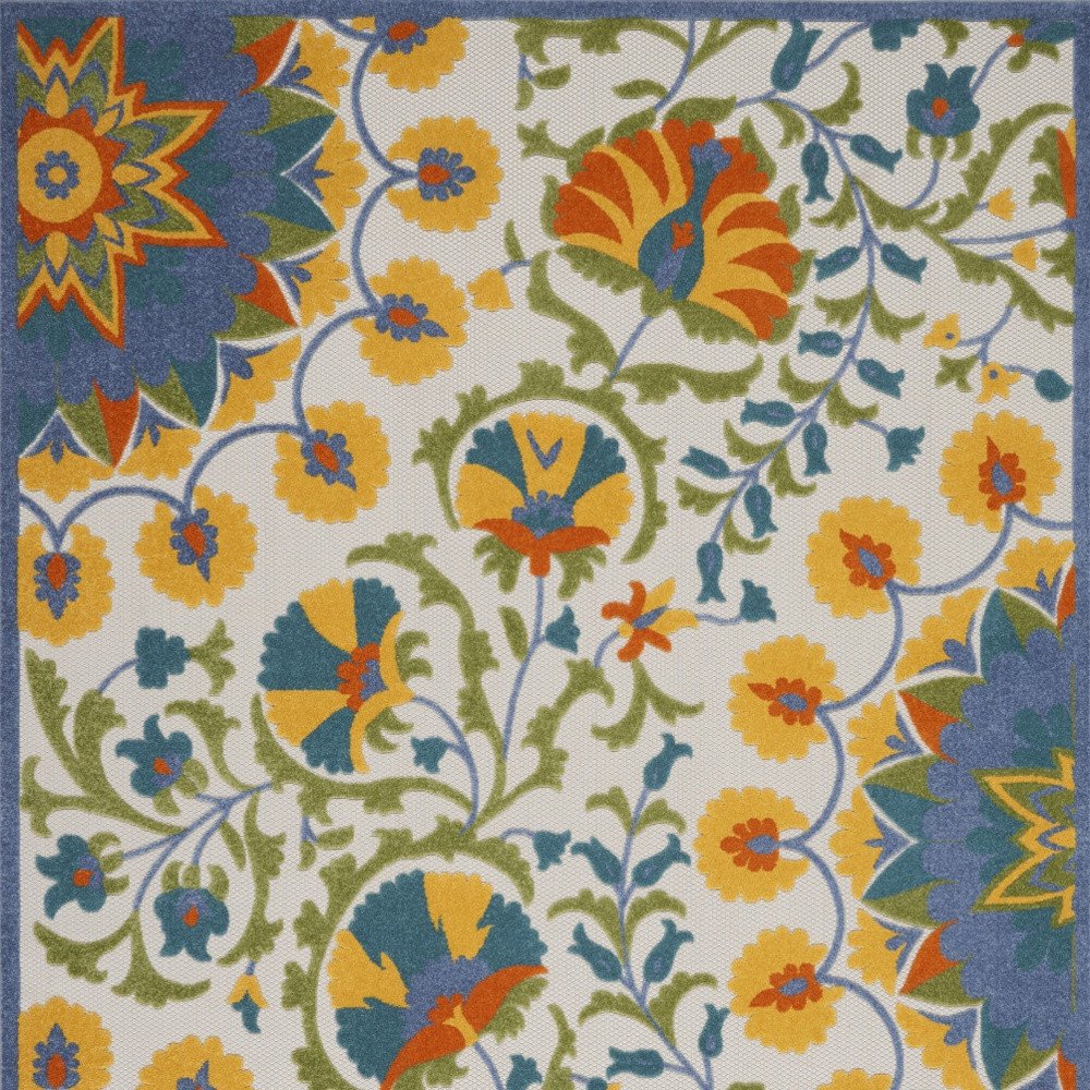 10' X 13' Blue And Yellow Indoor Outdoor Area Rug HomeRoots