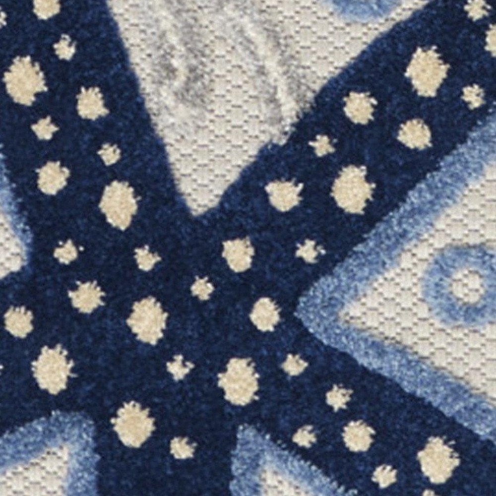 10' Blue And Gray Indoor Outdoor Runner Rug — view 3