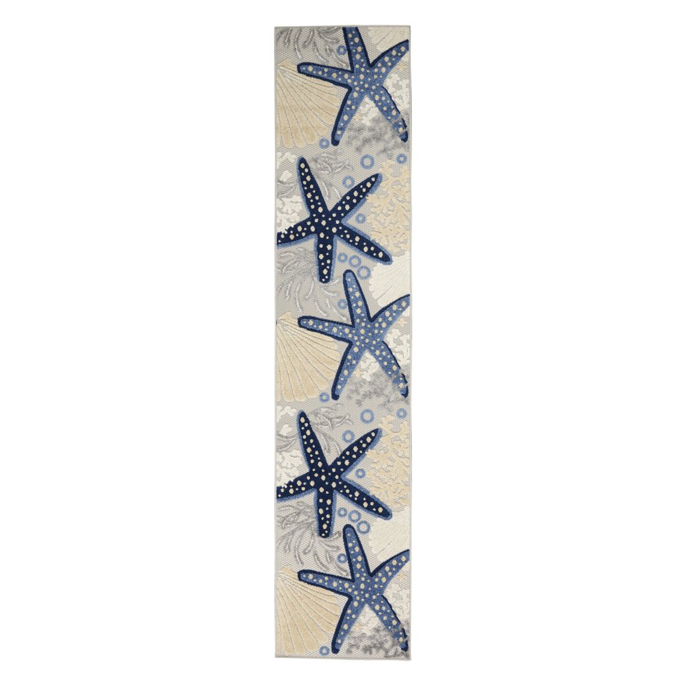 10' Blue And Gray Indoor Outdoor Runner Rug HomeRoots
