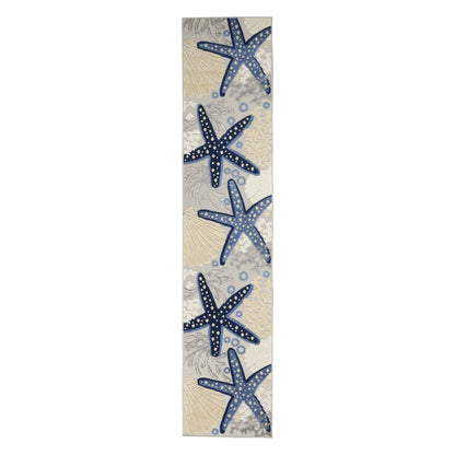 10' Blue And Gray Indoor Outdoor Runner Rug HomeRoots