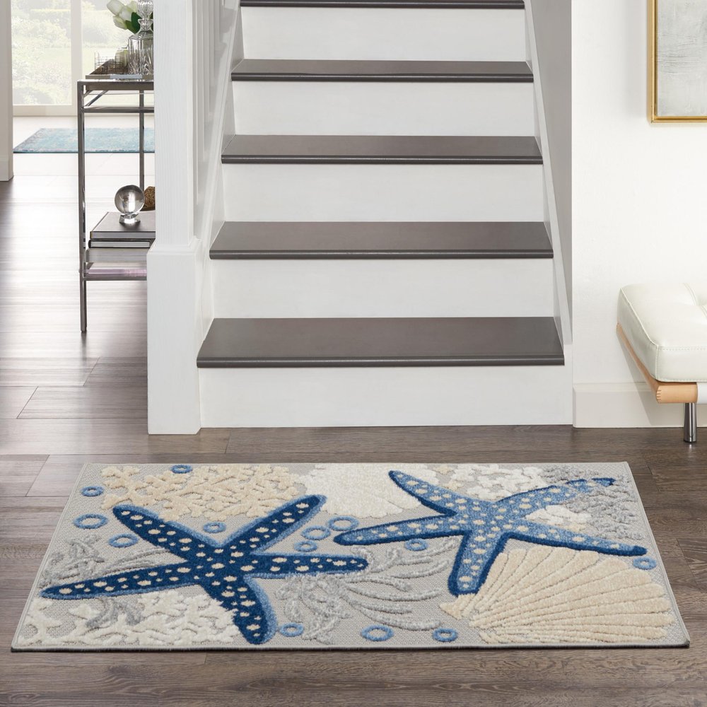 3' X 4' Blue And Gray Indoor Outdoor Area Rug — view 6