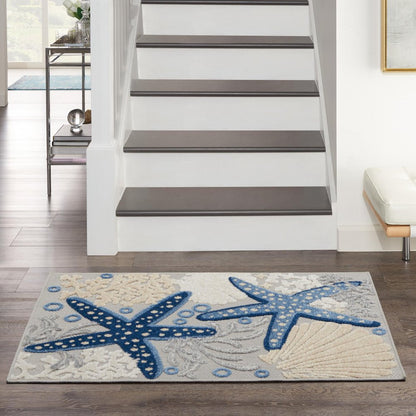 3' X 4' Blue And Gray Indoor Outdoor Area Rug HomeRoots